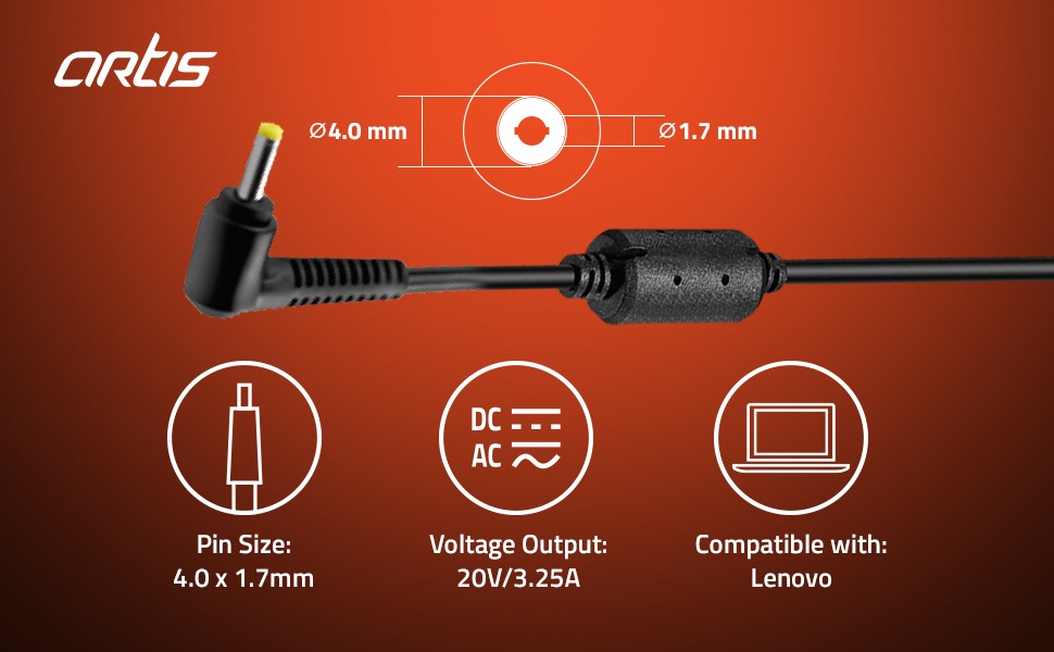 Artis AR0502 65Watt Laptop Charger/Adapter with Power Cord Compatible with HP Laptops (18.5V/3.5A, 65Watt) (Pin Size: 4.5mm x 3.0mm)