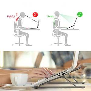 Portronics My Buddy K Portable Laptop Stand with Adjustable Height, Foldable, OverHeating Protection for Laptops & MacBooks (Grey)