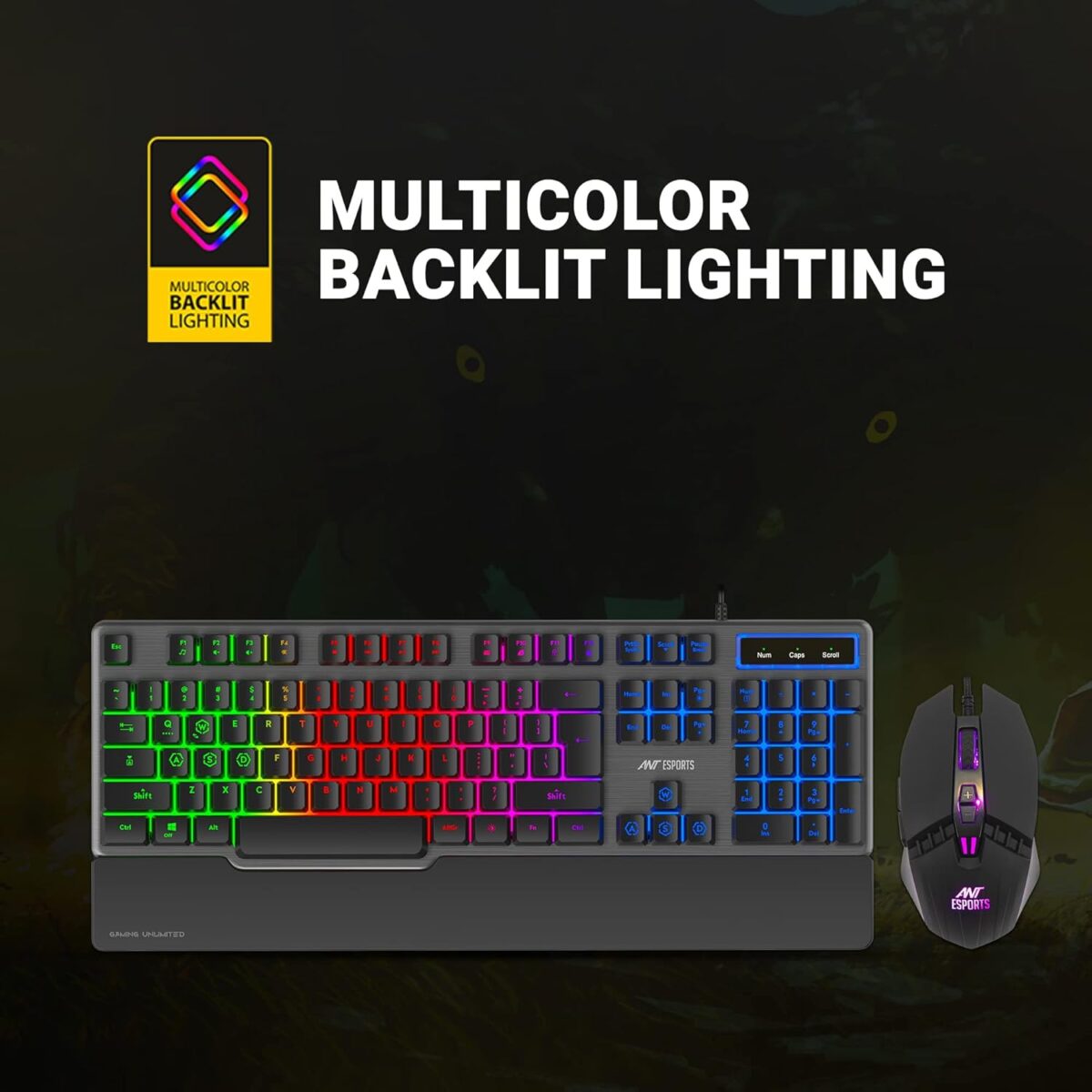 Ant Esports KM540 Gaming Backlit Keyboard and Mouse Combo, LED Wired Gaming Keyboard, Ergonomic & Wrist Rest Keyboard, Programmable Gaming Mouse for PC/Laptop/Mac Black