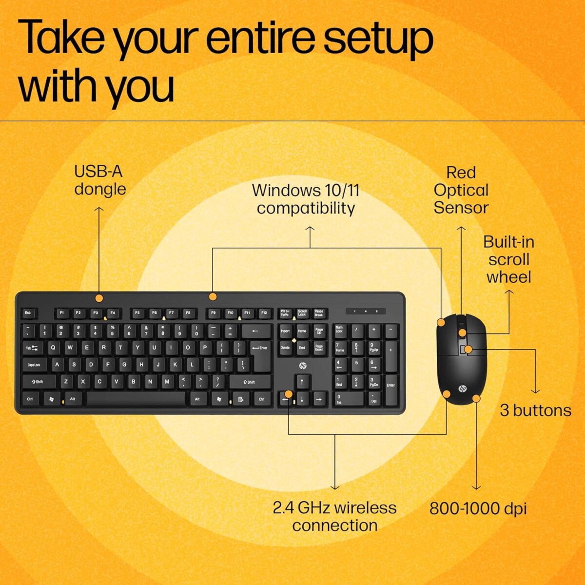 HP KM200 Wireless Mouse and Keyboard Combo