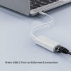 USB Type C To Ethernet Adapter RJ45 Network LAN Adapter Up to 10/100/1000 Mbps White