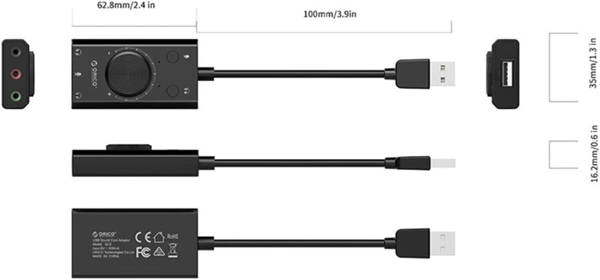 Orico SC2-BK 3.5mm to USB Audio Adapter