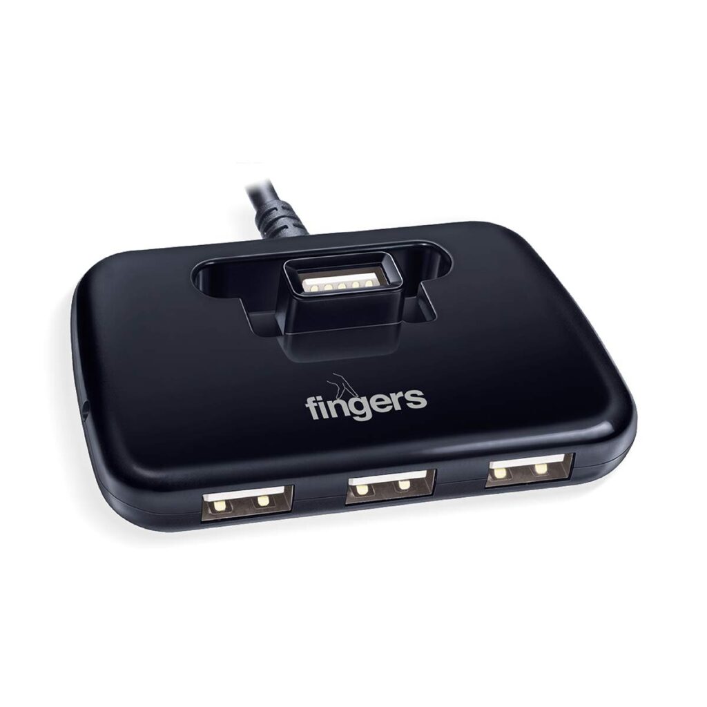 FINGERS Quadrant U2.0 4-Port USB Hub - Black