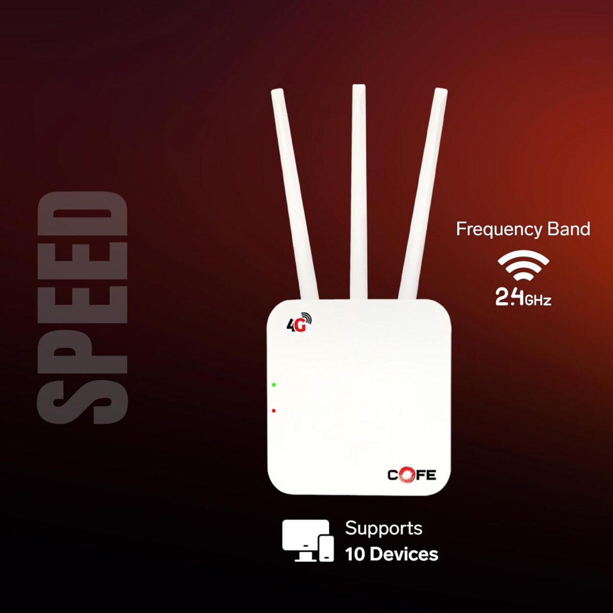 COFE CF-4G 903 | Speed upto 300Mbps | All 4G/5G Sim Compatible | Plug and Play | No Configuration Required | Micro SIM Card Slot | Supports DVR, NVR, Wi-Fi Camera | 3 Antenna | 128MB RAM Configuration