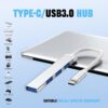 Sounce 4 in 1 Portable USB C Hub (Type-C to 4 USB-A Ports) with Aluminum Shell, USB Port Hub 3.0 Compatible for PC, Tablet, and Smartphone - White