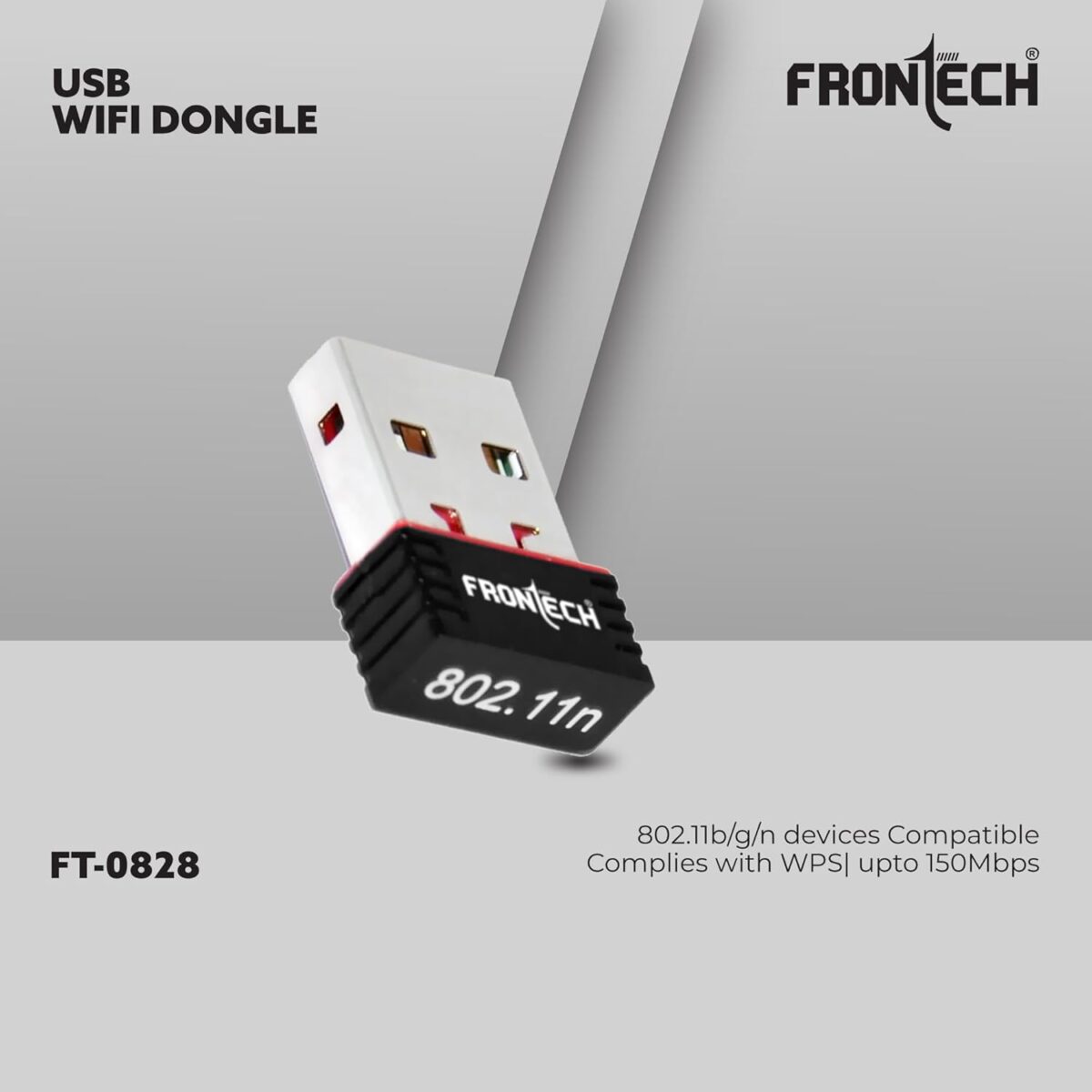 FRONTECH WiFi Dongle 150 Mbps Mini Wireless Network USB Wi-Fi Adapter for PC, Desktop, Laptop | Advanced WPA/WPA2 Security Standards, (0828, Black)