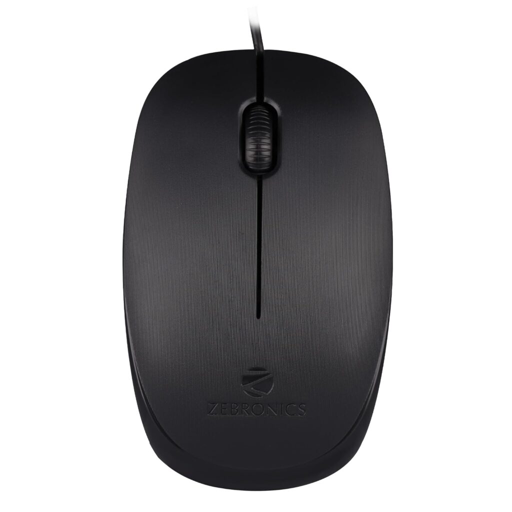 Zebronics Zeb-Power Wired USB Mouse, 3-Button, 1200 DPI Optical Sensor, Plug & Play, for Windows/Mac