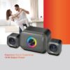 FINGERS StereoCuboid 2.1 Channel Multimedia Speaker (USB Powered | Dual Playback – Bluetooth & AUX | Dazzling RGB Lights | Powerful 13 Watts) - Rich Black + Slate Grey