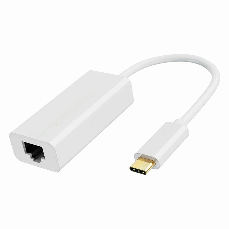 USB Type C To Ethernet Adapter RJ45 Network LAN Adapter Up to 10/100/1000 Mbps White